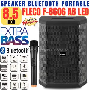Speaker Aktif Super Bass Bluetooth Karaoke FLECO F-8606 LED AB GRATIS MIC WIRELESS Karaoke Subwoofer Speaker 8.5 Inch Speaker Aktif Subwoofer Full Bass Salon Bluetooth Full Bass~TFA