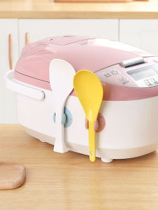 CNMF 1pcs Rice Scoop White Rice Spatula Food Grade Plastic Rice Spoon with Long Handle Kitchen Tools Rice Scoop Holder