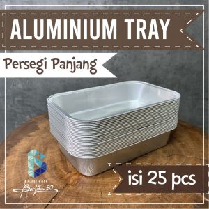 Wadah Aluminium Foil Tray Persegi Panjang 380ml Tanpa Tutup/ Tempat Kue Tempat Panggang   – Takeaway Katering – Tahan Panas Microwave – Oven & Frozen Food – 380ml