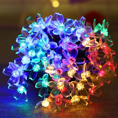 【Vinnatsu】Lampu String Surya LED / Lampu Natal Bunga Sakura LED / Lampu String Surya Bunga-bunga/Lampu Hias / Lampu Tenaga Surya Tahan Air / Lampu Hiasan Taman Outdoor