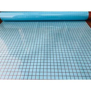 (ẢNH THẬT) Decal dán kính ô vuông xanh dương trang trí phòng kháh văn phòng sẵn keo