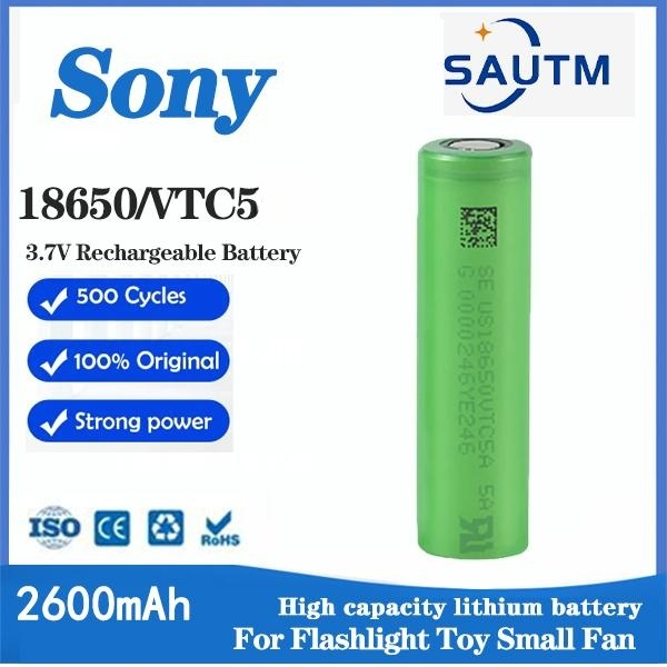 Sony 18650 3.7V 2600mAh VTC5 rechargeable lithium-ion battery US18650 ...