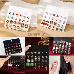[COD] MINIFRIUT 24Pcs Christmas Earrings Set For Women Small Shiny Zircon Xmas Tree Santa Claus Snowflake Earring Party Jewelry Accessories Gift