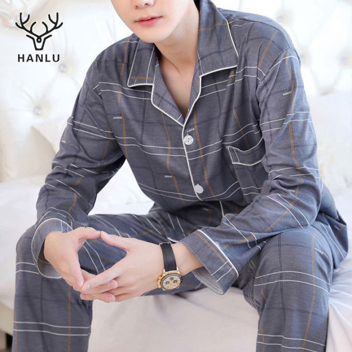 Hanlu Bộ Đồ Ngủ Dài Tay Cho Nam Bộ Hai Món Áo + Quần Dài Tay Bộ Đồ Ngủ ...