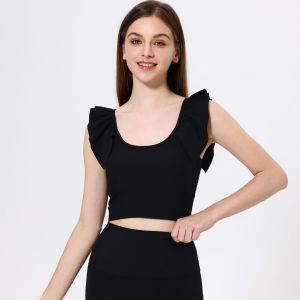 Sports Beautiful Back Fixed Cup Lace Sleeves Gathered Abdomen Slimming Yoga Clothes Fitness Clothes Underwear