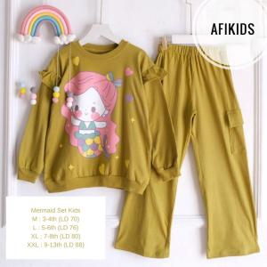 MERMAID SET KIDS (3THN-13THN) CELANA CARGO CRINKLE PRINTING | SETELAN MERMAID | ONE SET ANAK REMAJA | SETELAN ANAK KEKINIAN | SETELAN ANAK PEREMPUAN | ONE SET KOMBINASI POLOS | OOTD ANAK SET CELANA CARGO ANAK REMAJA | SETELAN ANAK BAYI 3TH 4TH 5TH 6TH 7TH