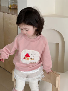 Childrens Cartoon Sweatshirt and Leggings Two-Piece Set for Spring 2026 Korean-style childrens clothing set for girls spring collection