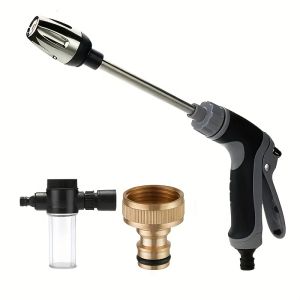 1pc High-Pressure Water Gun For Car Washing 7.62/10.16cm Garden Hose Nozzle Garden Watering Hose Sprayer Household Cleaning Tool Long Handle Spray Gun