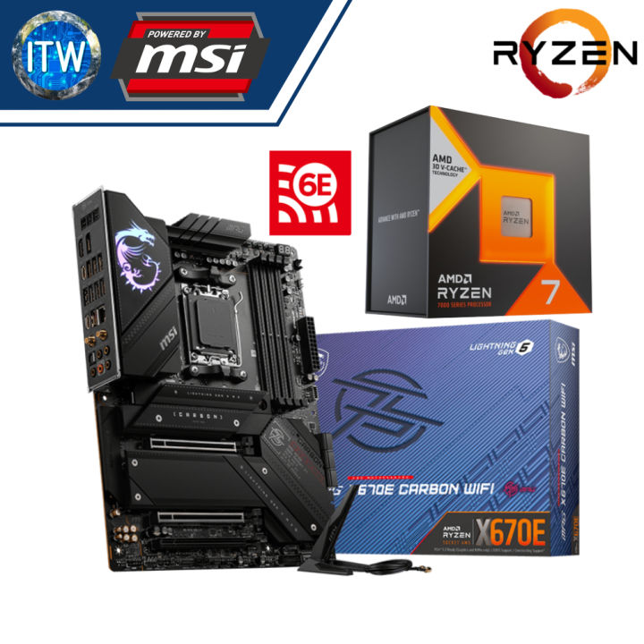 Itw Amd Ryzen 7 7800x3d Desktop Processor With Msi Mpg X670e Carbon Wifi Motherboard Bundle 5893