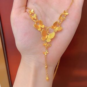 Does not fade for a long time 5 Butterfly necklace for women light luxury high-end niche design collarbone chain jewelry for wedding