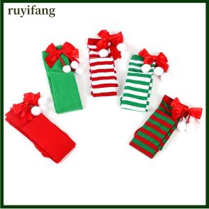 ruyifang Christmas Ornaments Socks Striped Long Stockings Christmas Decorations High Socks for Girls Striped Knee Socks