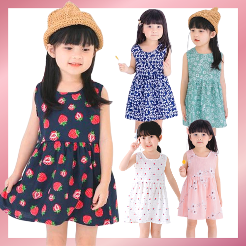 Summer Toddler Girls Dresses Kids clothing Sleeveless Cute Print