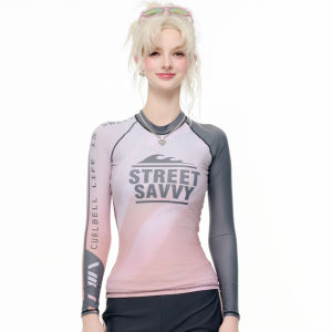 SURFBAR Womens Long Sleeved Swimsuit Diving Suit UV Sun Conservative Thin Surfer Suit Quick Dry Hot Spring Snorkeling Swimsuit