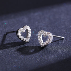 Bông tai nụ trái tim nhỏ đính đá cz zircon đeo sát tai chất lượng tốt style kpop dễ thương