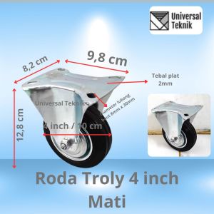 Roda karet Mati 4" Caster kastor 4 inch etalase troli troly
