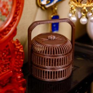 QUANSEN Dollhouse Imitation Bamboo Mini Antique Style Chinese Round Food Basket Accessories DollsHouse Miniature Ornaments