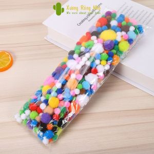 Pompom 200 Quả Nhiều Kích Thước Cho Bé Tập Vận Động Tinh Xương Rồng Nhỏ