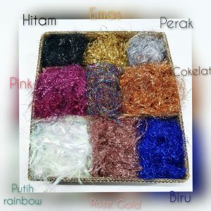 Isi hampers parcel / Rumput Kertas Dekoras Metalik / gift box filler / Kertas shredded Cacah Serut