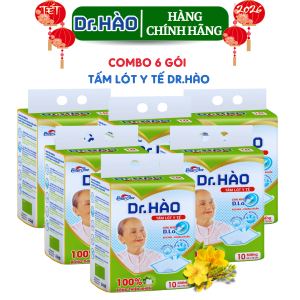 {Hàng chính hãng} Tấm lót y tế DRHAO 10miếng kích thước 52*70cm (Combo 6 gói) tấm lót siêu thấm hỗ trợ người già người bệnh.