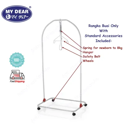 My Dear Spring Cot Cradle Stand Frame Baby Sarong Besi Rangka Buaian Bayi Buai Ayunan 摇篮铁架 Epoxy with Safety Belt Included Buaian Baby Buai