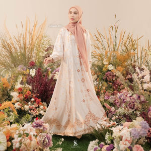 Gamis Premium Motif Elegan Warna Honey Cream Import Armani - Size S/3XL Toraja