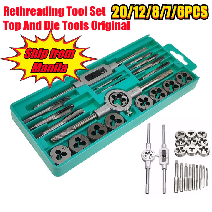 20PCS HSS Threading Tap And Die Set Metric Tap Wrench Cut M3-M12 Tap