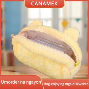 CANAMEK Cute Omelette Kitten Pen Bag Plush Cartoon Pencil Case Large Capacity Stationery Bag Cosmetic Bag Girls Gifts