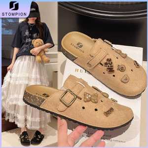 STOMPION Leather Clogs Shoes For Men And Women Thick-Soled Birken Dongdong Shoes Women‘s 2025 New  Half Slippers