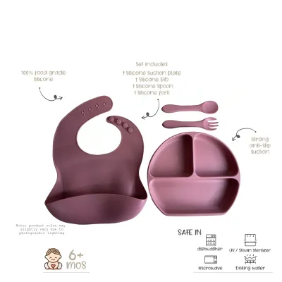 【PLE】100% Food Grade Silicone BPA Free Bollie Baby Silicone Long Handle Spoon and Fork Set BPA Free Infant Toddlers