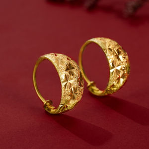 Pawnable Earings for Women Hikaw Saudi Gold 18k Legit Earrings Hypoallergenic Simple Hoop Earrings Womens Niche Design Light Luxury Fashion Personality Jewelry