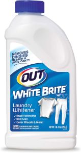 OUT White Brite Laundry Whitener Powder Stain Remover Detergent Booster for Clothes Removes Red Clay and Rust Stains on White Clothing and Uniforms 1 Pound 12 Ounce