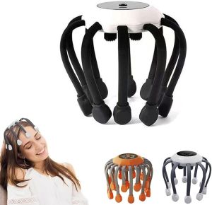 Head Massager Scalp Massager Electric Scalp MassagerOctopus Head Massager ScalpElectric Scalp Massager with 10 Vibrating Points 5 Modes and Smart Timing Relieves Scalp Pressure Headaches (Black)