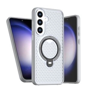 Heat Dissipation Breathable Cherry Red Phone Case For Samsung Galaxy S26 S25 FE S26FE S25FE 5G Shell Magnetic 360° Ring Holder Bumper Transparent Cases Cover For Galaxy S 26 FE S26FE