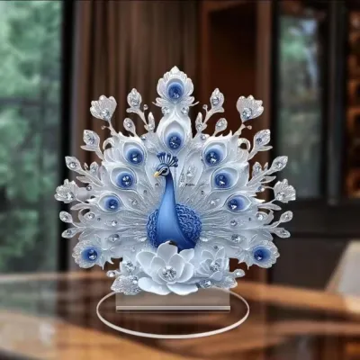 G40322 10cm Pea Ornament DIY Acrylic Pea Desktop Decor Cute Flat Pea Standee Home Living Room Decoration
