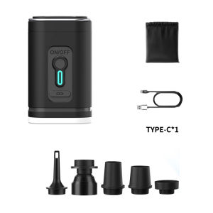 โคมไฟตั้งแคมป์ เครื่องอัดลมแบบพกพา เครื่องปั๊มลมกลางแจ้งแบบชาร์จไฟผ่าน USB พร้อมโหมดแสง 3 โหมดสำหรับที่นอนลมแบบเป่าลม