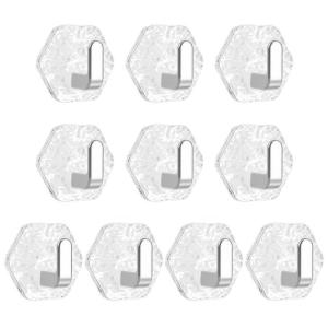 เบ็ดแบบยึดติดอะคริลิกที่มองไม่เห็น10ชิ้นวัสดุที่ทนทานไม่มีความเสียหายอุปกรณ์ติดผนังสำหรับการจัดระเบียบบ้าน