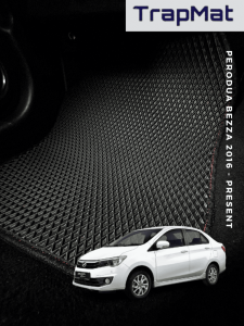 PERODUA BEZZA MONOCROSS TrapMat Car Mat Customize Car Floor Mat Black Base With Red Lining - (3pcs) No SmellDurableWater Proof Anti Slip