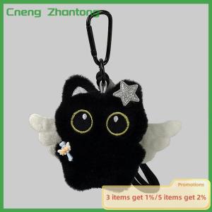 Cneng Cute Plush Big Eyed Black Cat Doll Pendant Girl Backpack Doll Pendants Couple Bag Keychain Phone Charms Bag Pendant Accessories