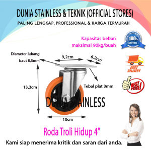 Roda Troli Hidup 4"