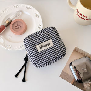 Two-tone plaid small square bag for girls stylish Bluetooth earphone bag lipstick bag student coin purse privacy storage bag