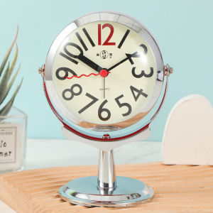 Vintage Alarm Clock Creative Small Clock Student Cute Clock Mute Bedside Table Clock Children Mini Bedroom Luminous Clock-Red