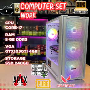 คอมพิวเตอร์ครบชุด Core-i7 / Ram 8GB / SSD 240GB / GTX1050Ti 4GB ทำงาน เล่นเกม PUBG/FreeFire/GTAV/Valorant - ComSciComZone