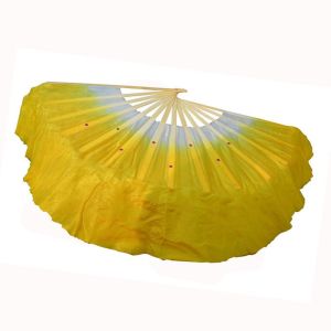 FOUNDTWO Handmade Yangko Dance Fan Chinese Style Half Circle Silk Silk Veil Fan Multicolor Classical Belly Dance Fans Chinese Folk Art