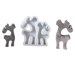Reusable Countdown Molds Set Flexible Silicone Christmas Double Elk Mold for Epoxy Resin Festival Home Decoration