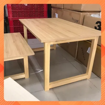 [Freeship Max] Bàn bệt dùng làm bàn làm việc hoặc bàn ăn chân gỗ nhiều kích cỡ - chân gỗ thông tự nhiên - mặt bàn gỗ MDF 17mm - màu vân gỗ lợt - vân gỗ chống xước ẩm mối mọt ( Lắp đặt sẵn )