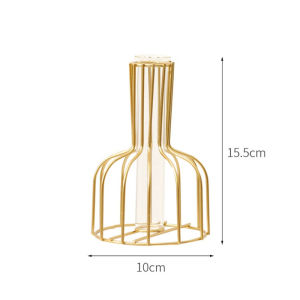 Nordic Golden Iron Vase High Quality Simple Home Decoration Hydroponic Glass For Ornaments