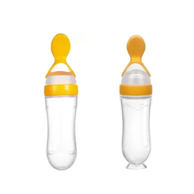MRMART Infant Squueze Feeding Bottle with Spoon Weaning Training Spoon Rice cereal Puree Feeding Spoon Baby Supplement Feeding Tool