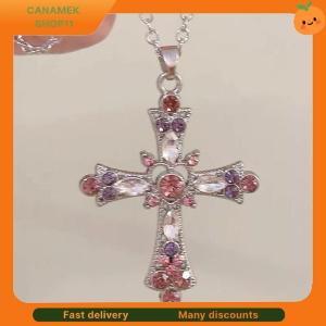 ❣️❣️❣️ European And American Fashion French Zircon Cross Pendant Necklace Light Luxury Simple Personality Necklace For Women Jewelry