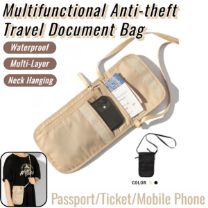 Multifunctional Anti-Theft Travel Document Bag Waterproof Multi-Layer Anti-Theft Brush Travel Wallet Storage Waterproof Neck Hanging Mobile Phone Passport Bag