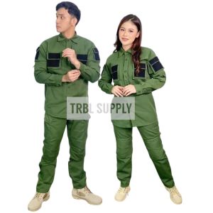 Setelan TRBL SUPPLY Kemeja Celana Tactical HIJAU Seragam Kerja Lapangan Outdoor Organisasi Kemeja Lengan Panjang Saku Velcro